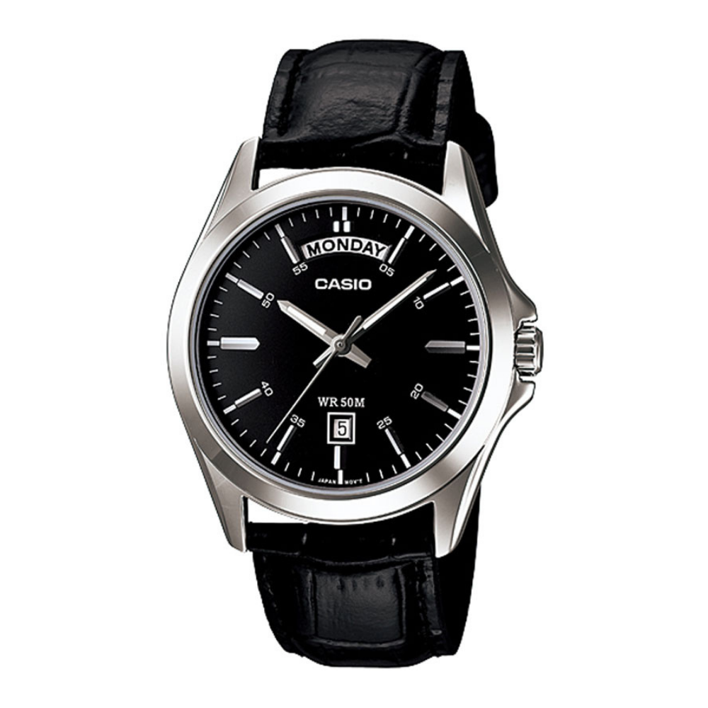 Casio Enticer MTP-1370D-1A1VDF Day Date Silver Chain Men’s Watch
