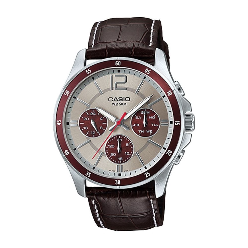 Casio Enticer MTP-1374L-7A1VDF Multifunction Leather Belt Men’s Watch