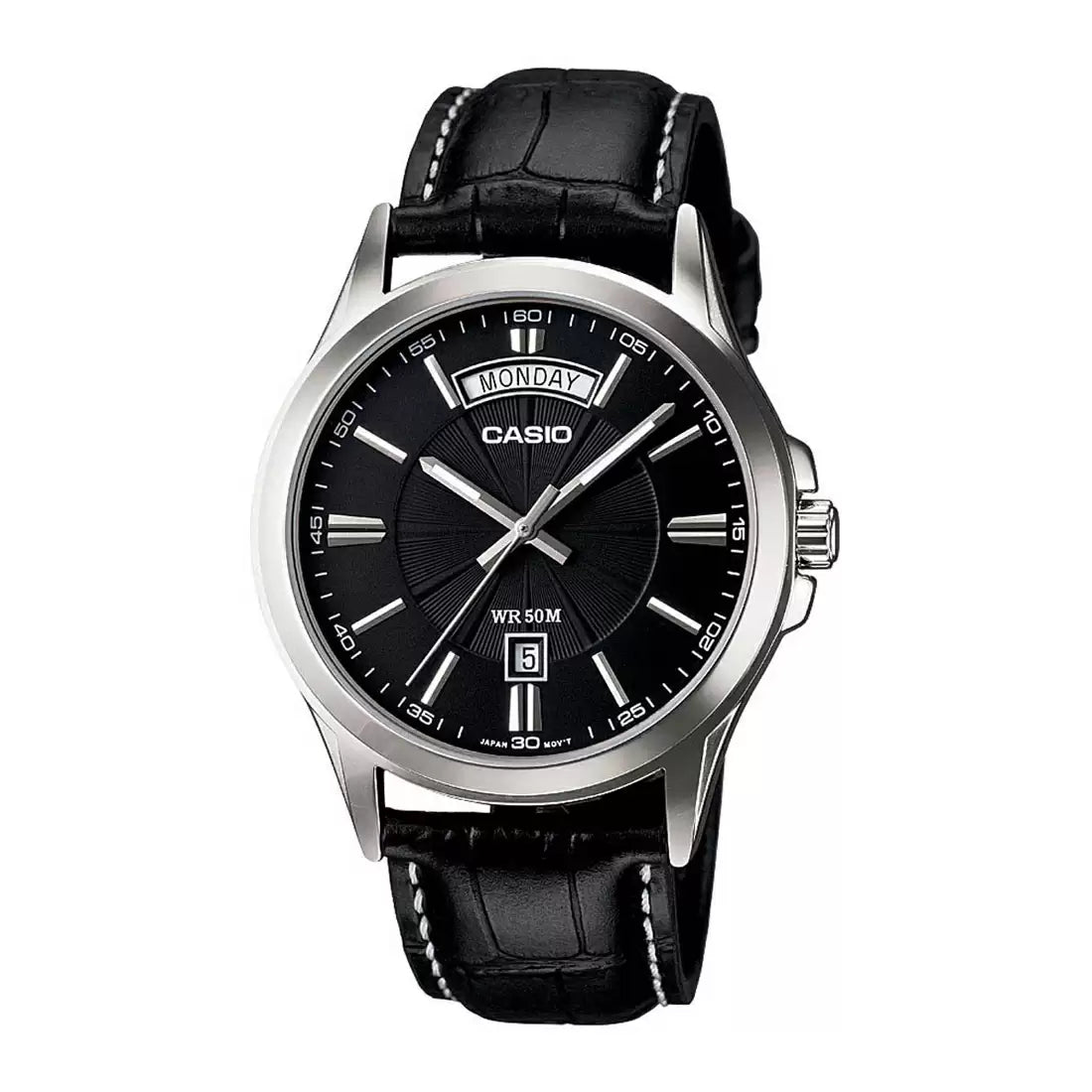 Casio Enticer MTP-1381L-1AVDF Day Date Leather Belt Men’s Watch