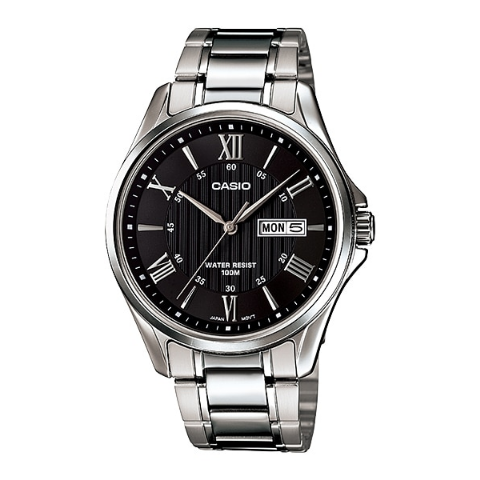 Casio Enticer MTP-1384D-1AVDF Day Date Stainless Steel Chain Men’s Watch