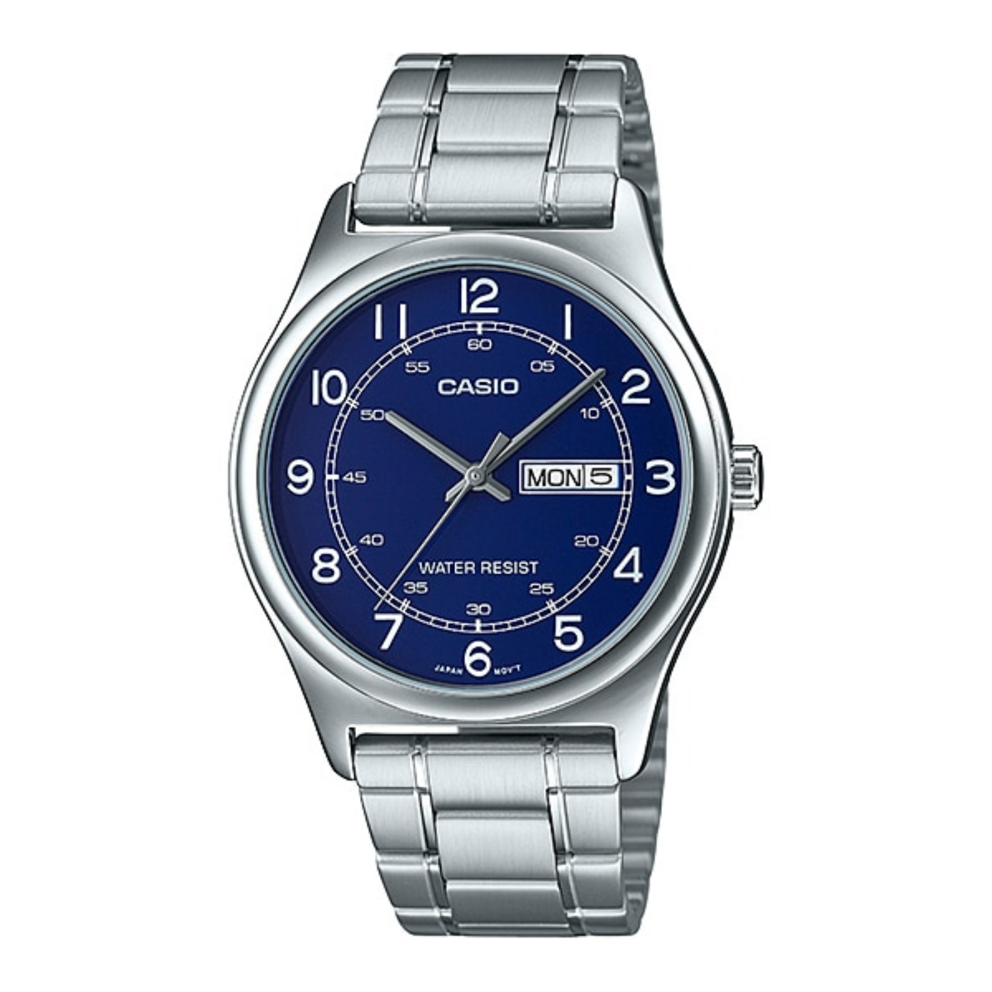 Casio Enticer MTP-V006D-2BUDF Day Date Silver Chain Men’s Watch