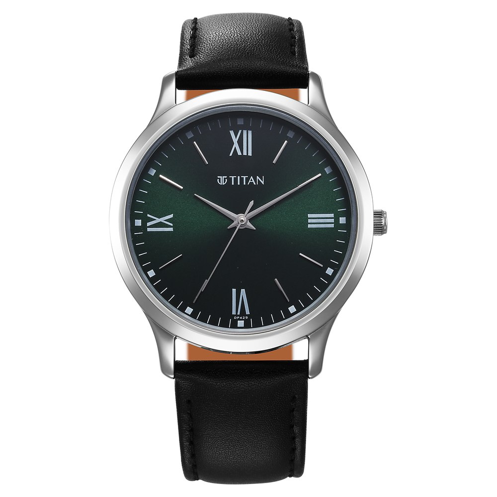 Titan 1825SL16 Karishma Quartz Analog Green Dial Leather Strap Watch for Men