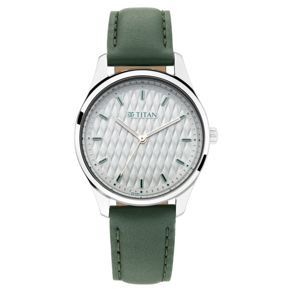 Titan NP2639SL04 Workwear White Dial Analog Leather Strap watch for Women