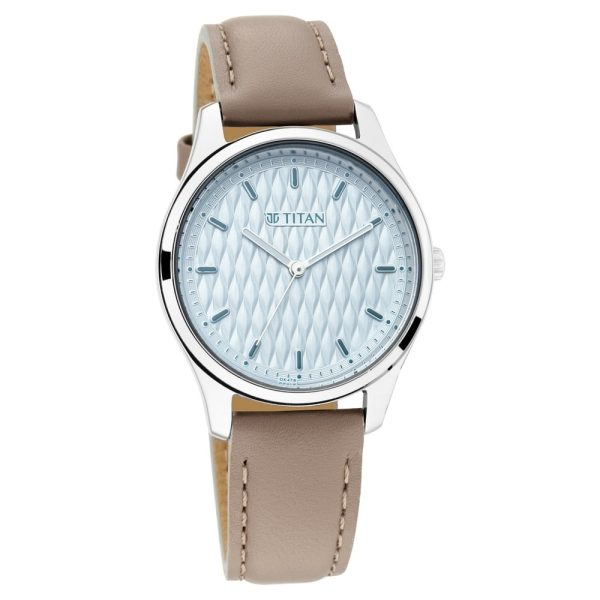 Titan NP2639SL05 Workwear Blue Dial Women Watch With Leather Strap