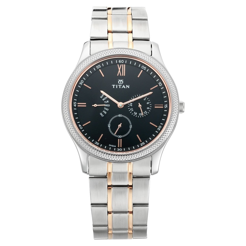 Titan NR1768KM01 Quartz Multifunction Black Dial Stainless Steel Strap Watch