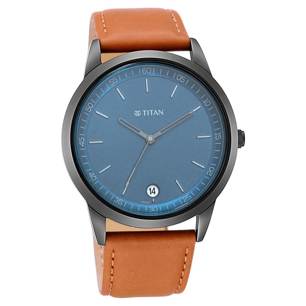 Titan NR1806NL03 Men’s Timeless Style Watch: Refined Anthra Dial and Leather Strap