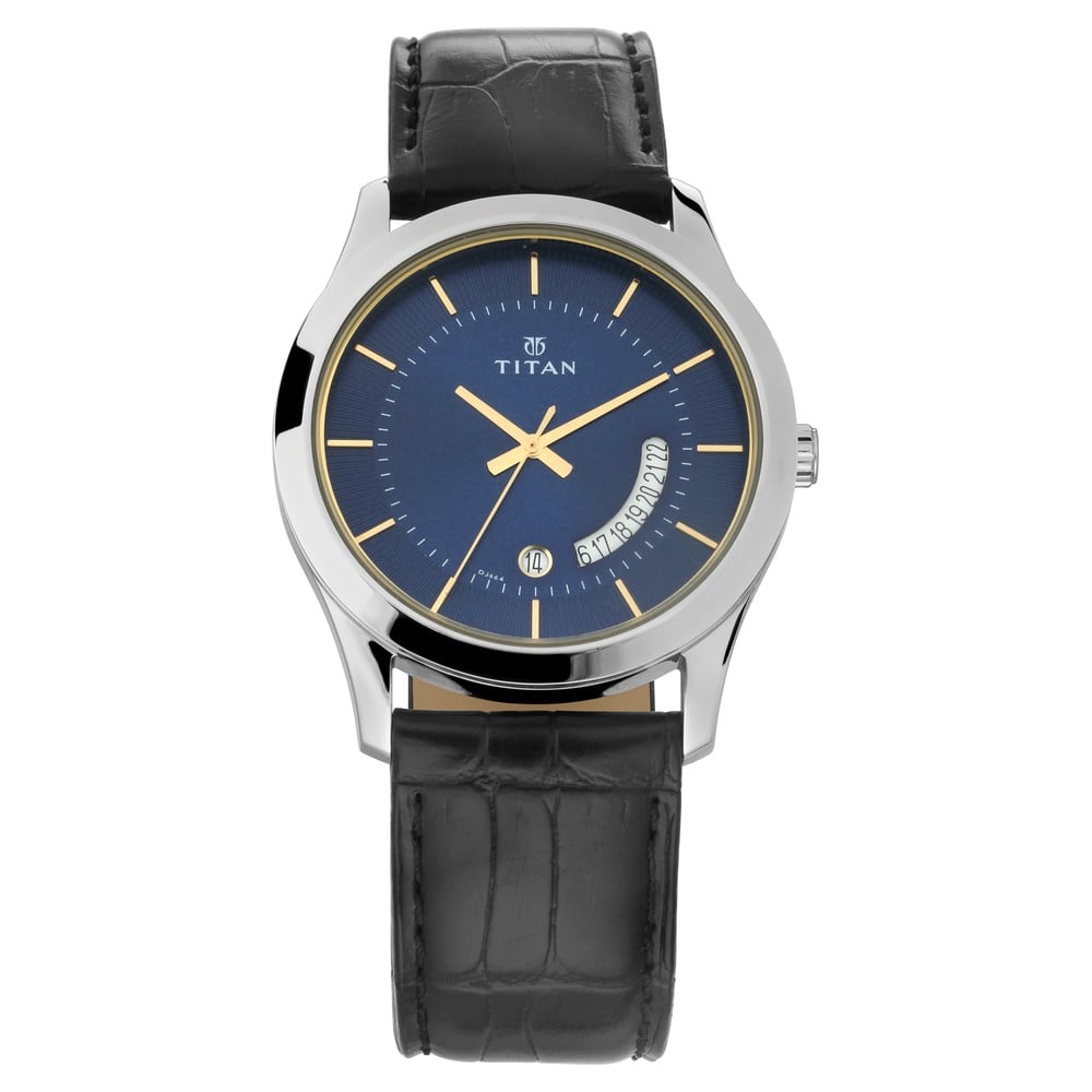 Titan NR1823SL01 Blue Dial Analog with Date Leather Strap