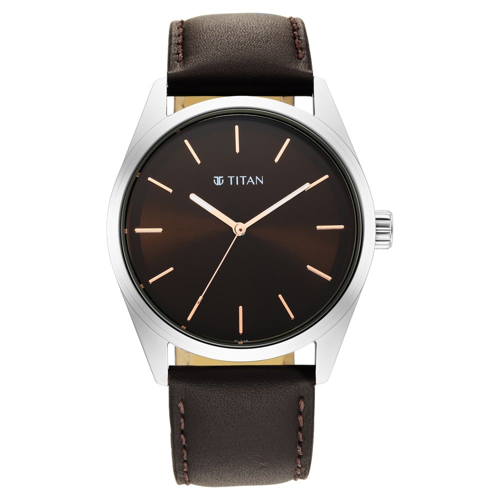 Titan NR1866SL02 Workwear Brown Dial Analog Leather Strap Watch