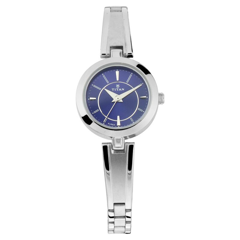 Titan 2598SM03 Quartz Analog Blue Dial Metal Strap Watch for Women