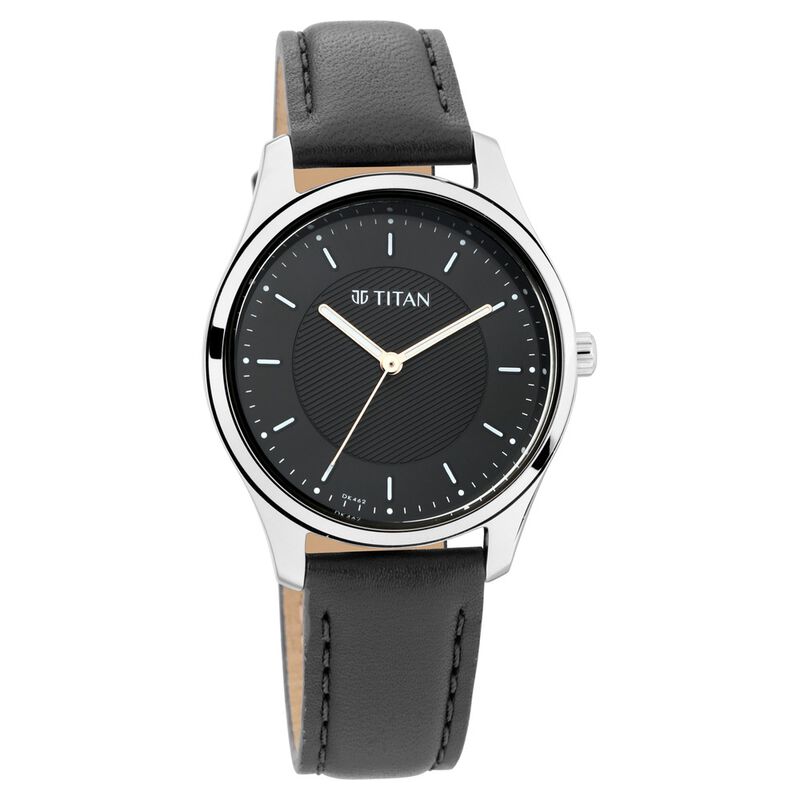 Titan NR2639SL01 Workwear Black Dial Women Watch With Leather Strap