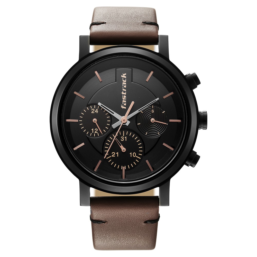 Fastrack 3287NL01 Tick Tock Black Dial Watch for Guys