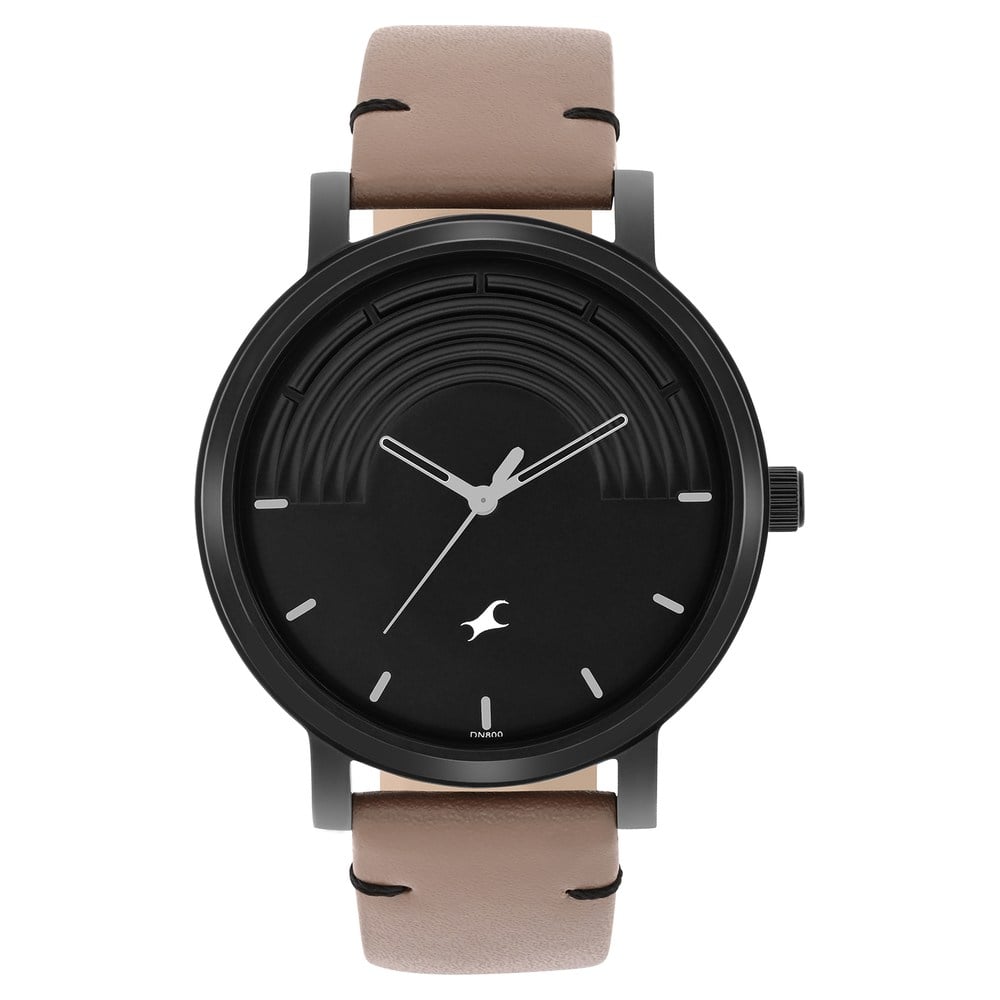 Fastrack 3299NL01 Crush Quartz Analog Black Dial Leather Strap Watch for Guys