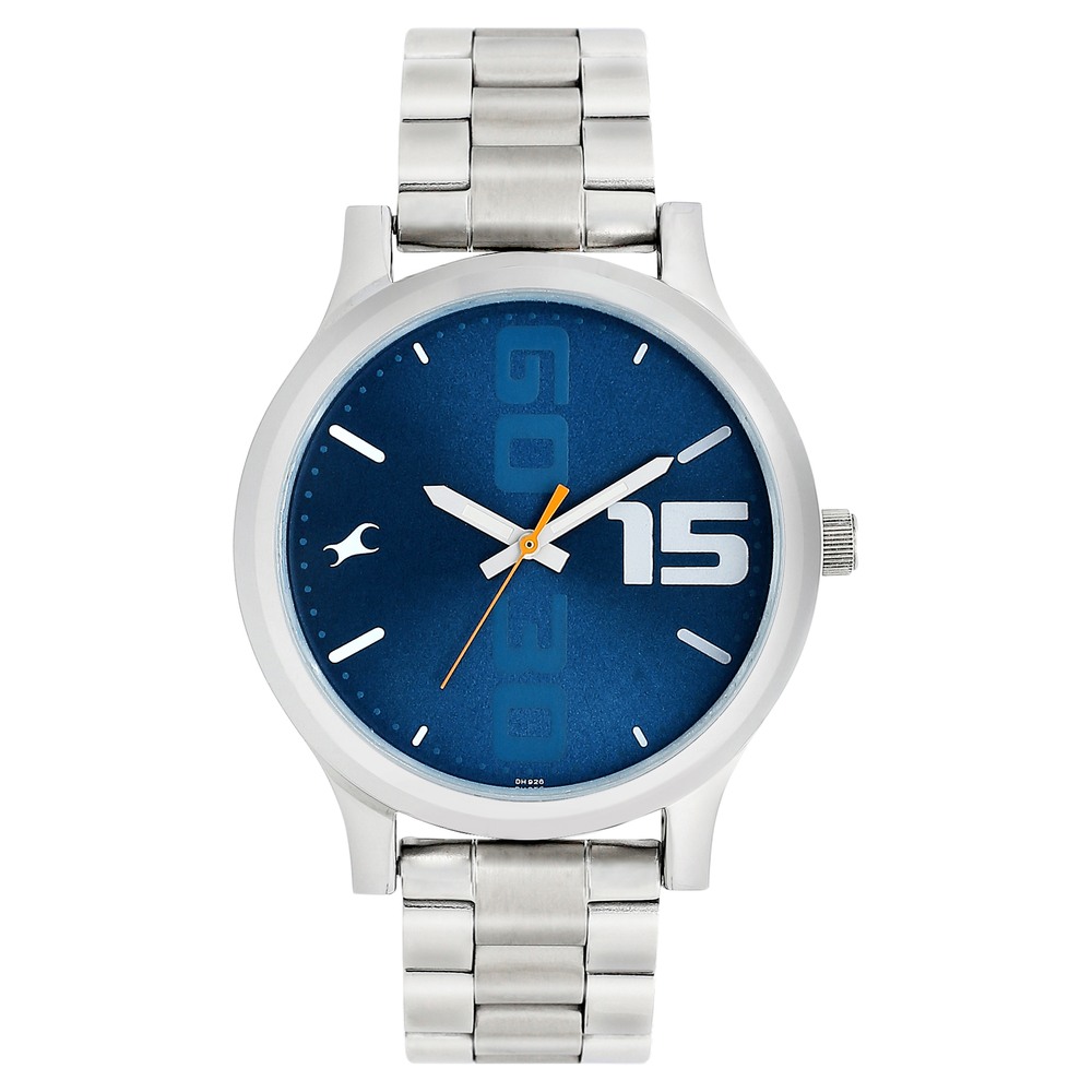 Fastrack 38051SM05 Bold Quartz Analog Blue Dial Stainless Steel Strap Watch for Guys