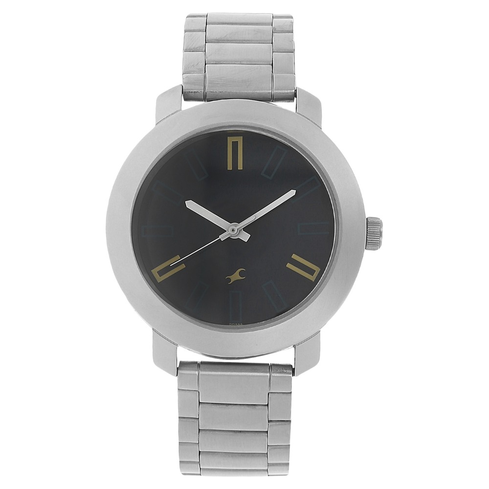 Fastrack NR3120SM02 Quartz Analog Blue Dial Stainless Steel Strap Watch for Guys