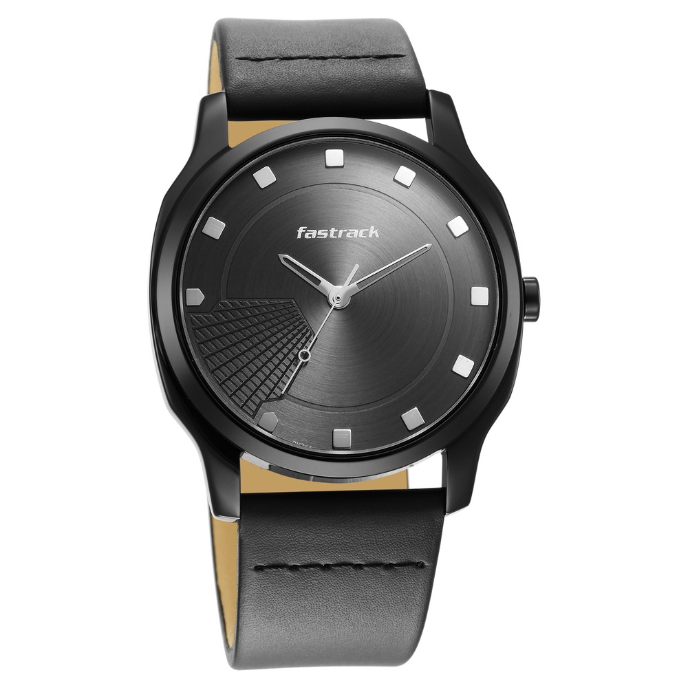 Fastrack NR3255NL01 Stunners Quartz Analog Anthracite Dial Leather Strap Watch for Guys