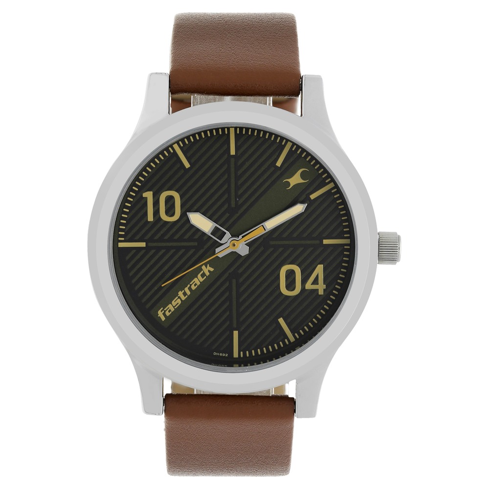 Click to enlarge Fastrack NR38051SL02 Quartz Analog Black Dial Leather Strap Watch for Guys
