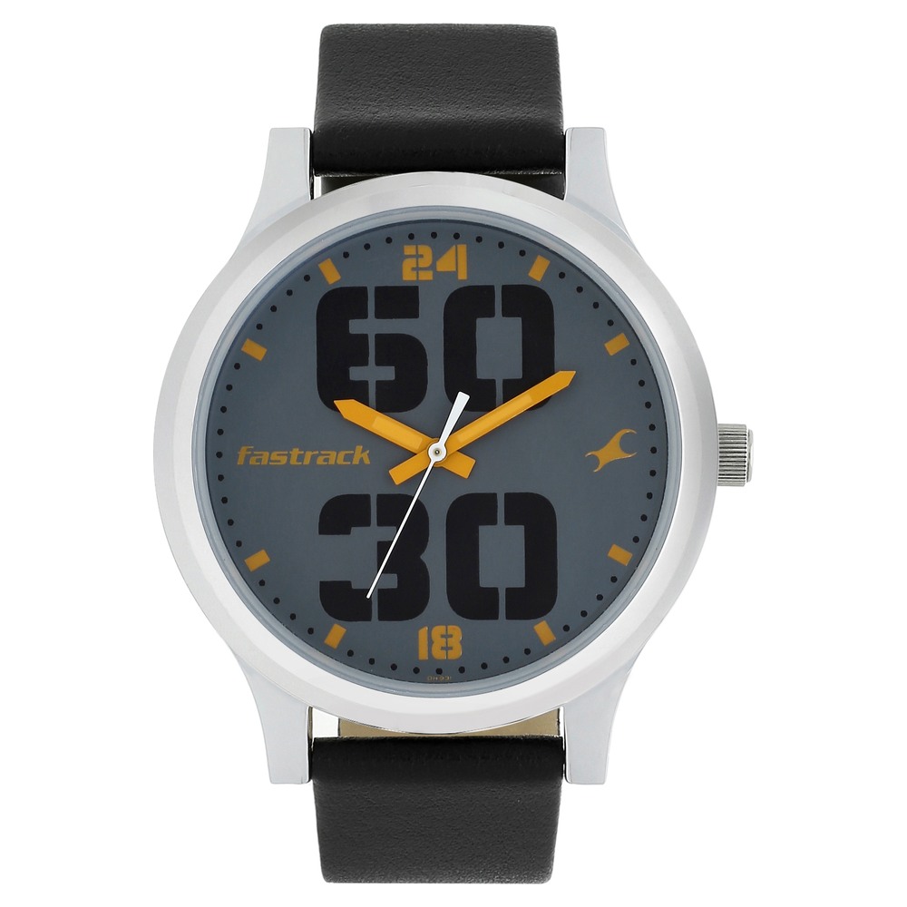Fastrack NR38051SL03 Bold Quartz Analog Grey Dial Leather Strap Watch for Guys