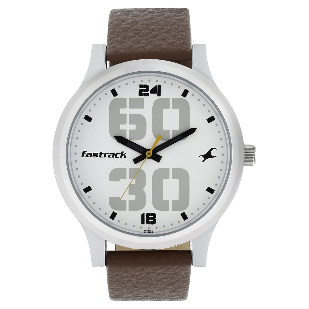 Fastrack NR38051SL06 Bold Quartz Analog White Dial Leather Strap Watch for Guys