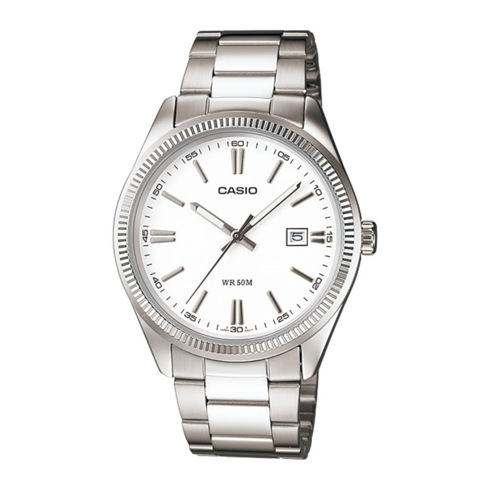 Casio MTP-1302D-7A1VDF Enticer Date Silver Chain Watch