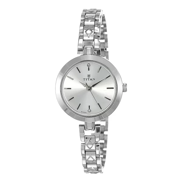 Titan NN2598SM01 Quartz Analog Silver Dial Stainless Steel Strap Watch for Women